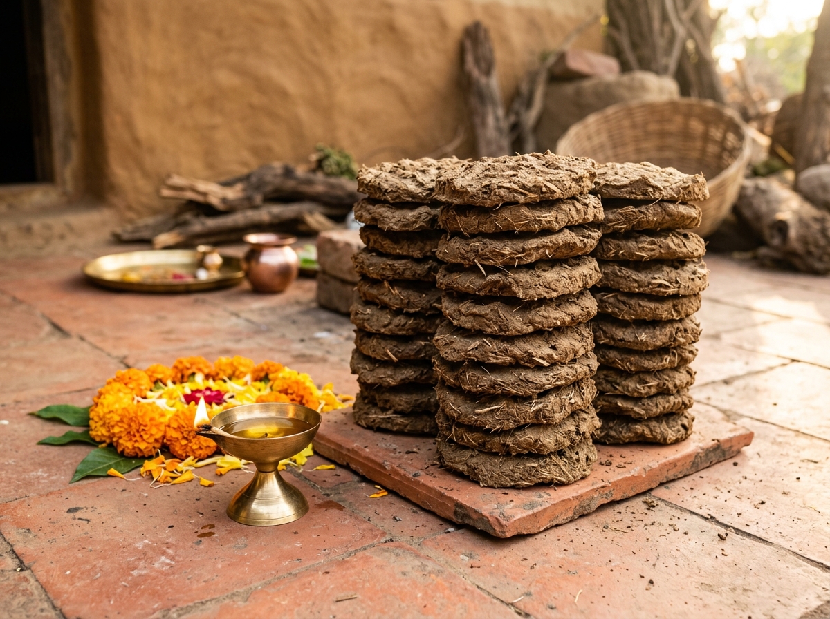 Cow dung cake for puja
